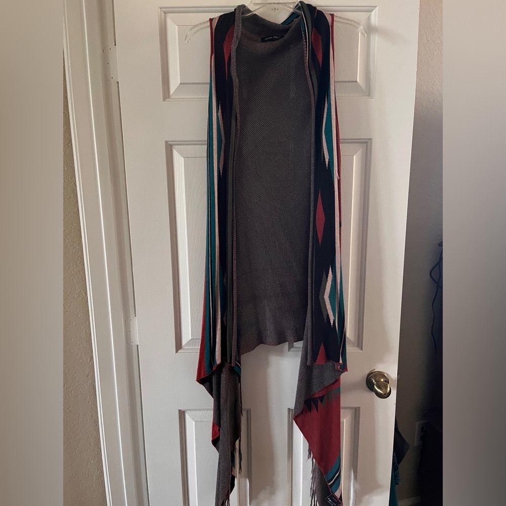Duster shawl vest, western pattern
